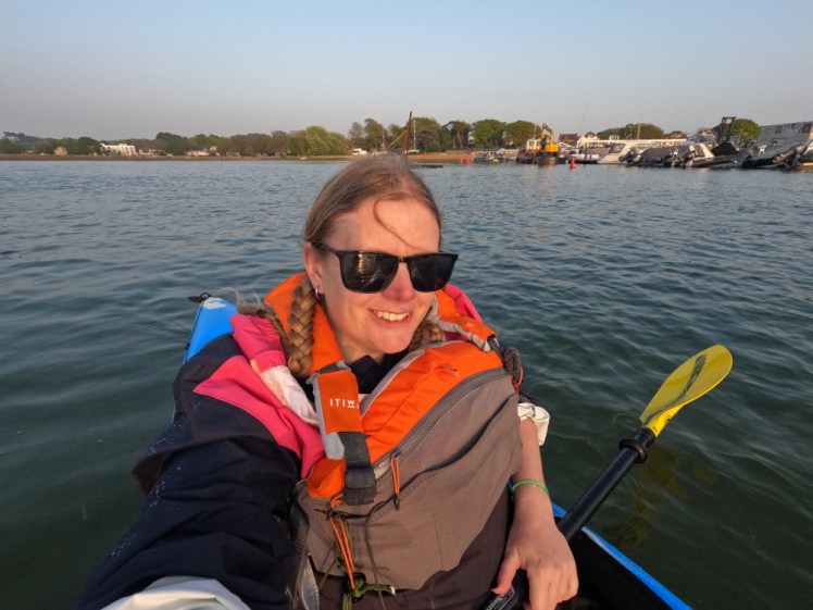 A selfie out on the water at the first boat club.